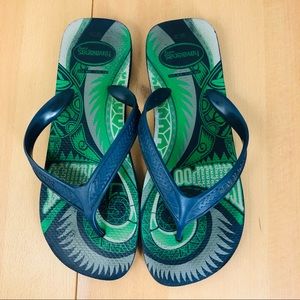 HAVAIANAS Flip Flop Sandals Navy & Green EU Size: 43-44 Made in Brazil